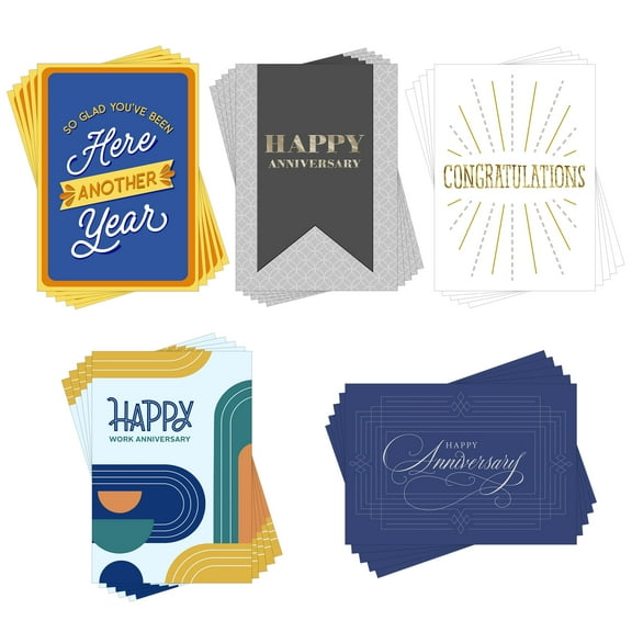 Hallmark Business Bulk Assorted Work Anniversary Cards (Celebrate & Congratulate), 25 ct.