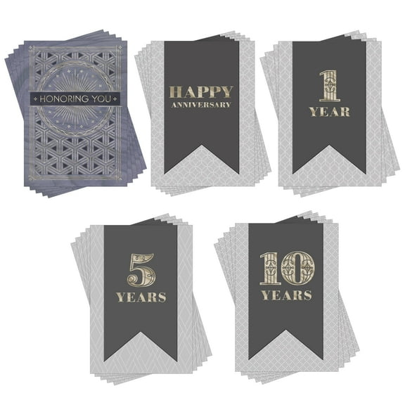 Hallmark Business Bulk Assorted Work Anniversary Cards (Milestone & General), 25 ct.