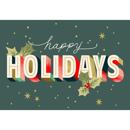 Hallmark Business Bulk Happy Holidays Appreciation Cards (Block Letter Holiday), 25 Pack
