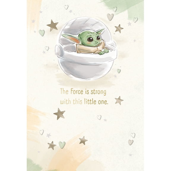Hallmark Star Wars: The Mandalorian New Baby Card (Grogu The Force Is Strong With This Little One)