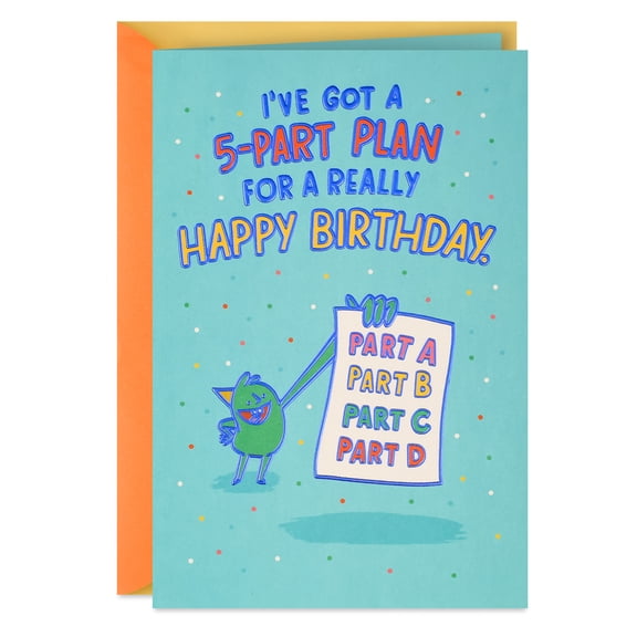 Hallmark Funny Pop-Up Birthday Card (Five-Part Plan for a Happy Birthday)