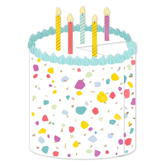 Hallmark Paper Craft Birthday Card with Mini Card (Colorful Confetti Cake)