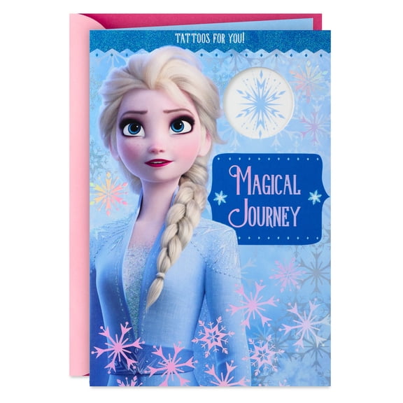 Hallmark Disney Frozen 2 Birthday Card With Temporary Tattoos (Elsa Magical Journey)