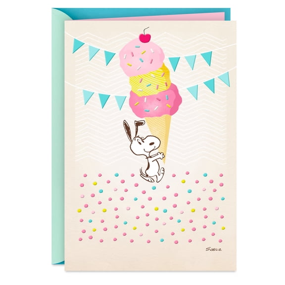 Hallmark Peanuts Birthday Card (Super-Duper Triple-Scooper)