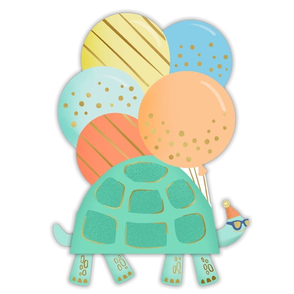 Hallmark Paper Craft Birthday Card (Turtle and Balloons Your Day to Shell-ebrate)