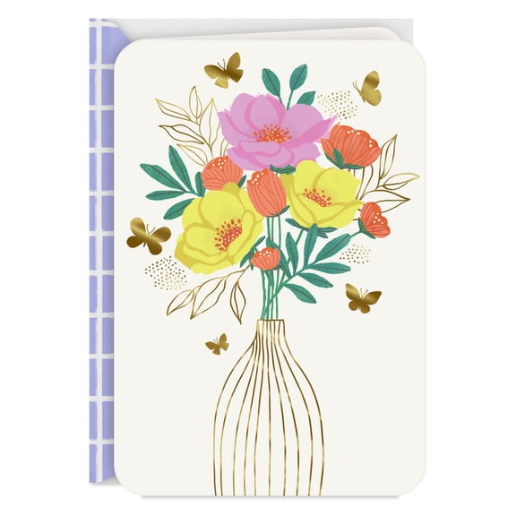 Hallmark Just Because Blank Card (Butterflies and Flowers in Vase)