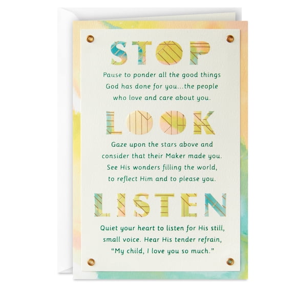 DaySpring Religious Birthday Card (Stop, Look, Listen and Enjoy)