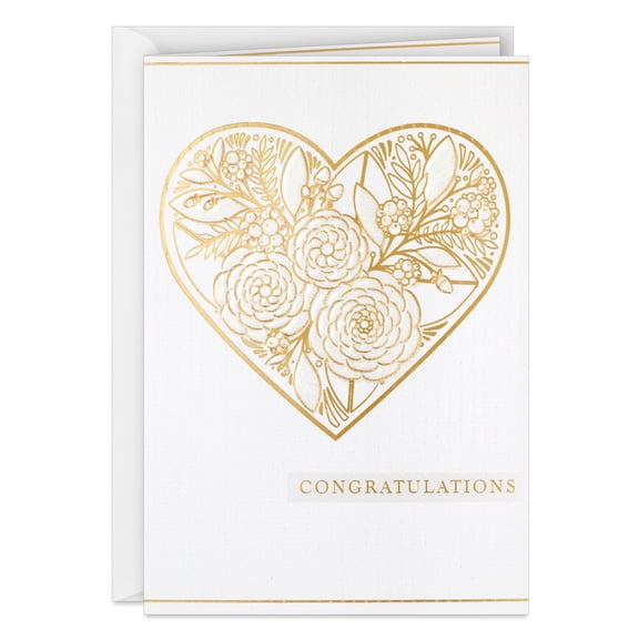 Hallmark Wedding Card (Gold Floral Heart Congratulations)