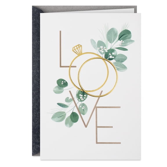 Hallmark Blank Wedding Card (Wedding Rings and Leaves)