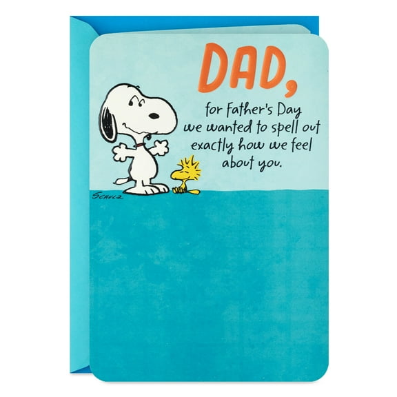 Hallmark Peanuts Funny Father's Day Card From Us (Snoopy and Woodstock How We Feel About You)