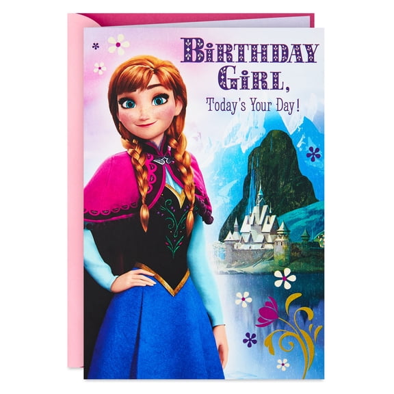 Hallmark Disney Frozen Birthday Card for Girls With Stickers (Today's Your Day)