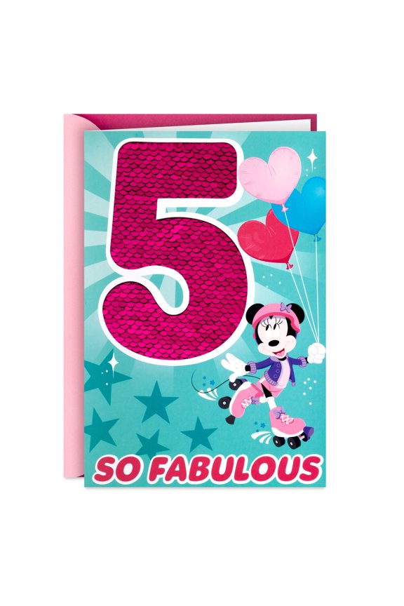 Disney Minnie Mouse 5th Birthday Card for Girl (Styling Birthday)