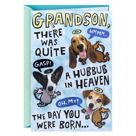 Hallmark Funny Pop-Up Birthday Card for Grandson (Quite a Hubbub in Heaven)
