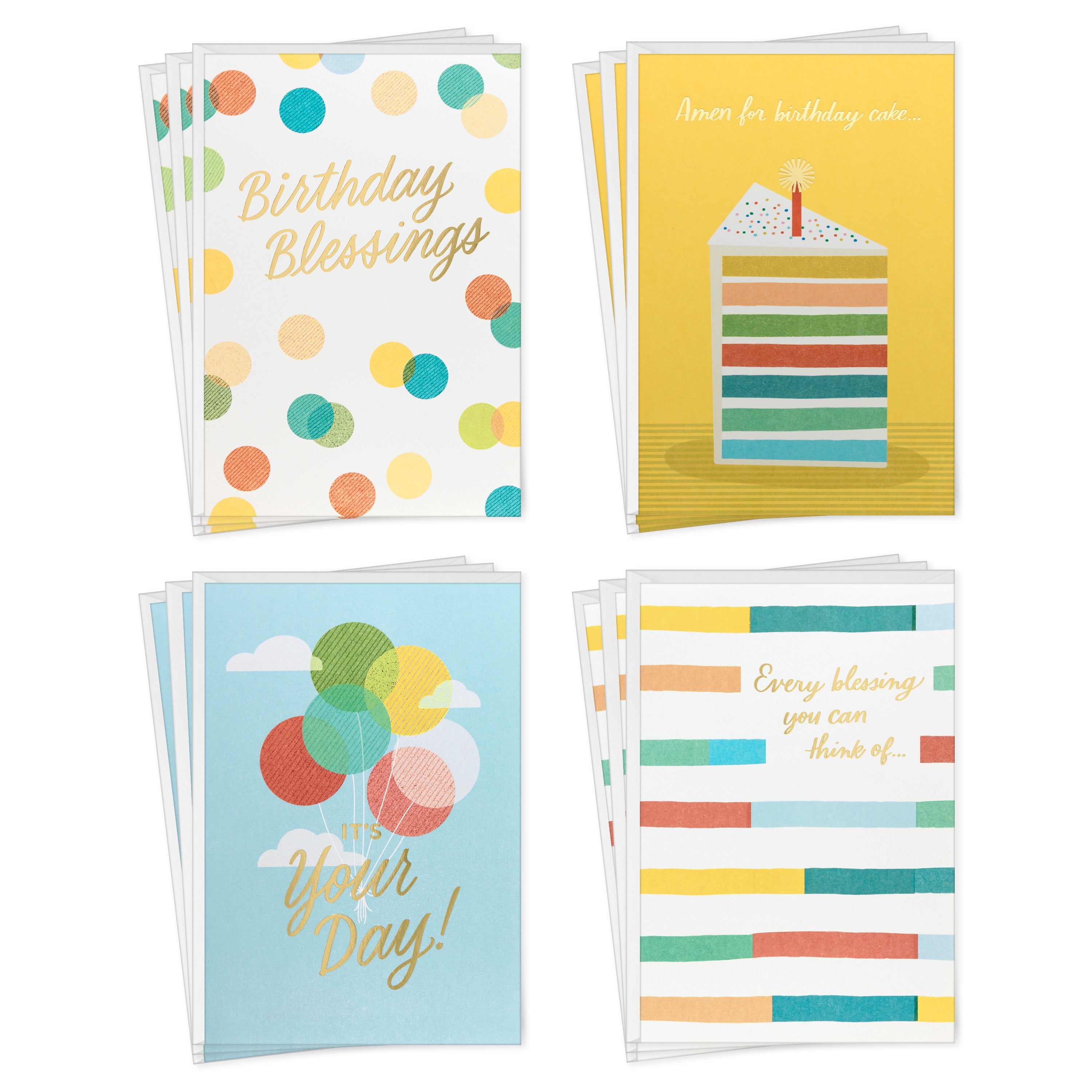 Hallmark Assorted Birthday Cards (Bright and Blessed), 12 Count