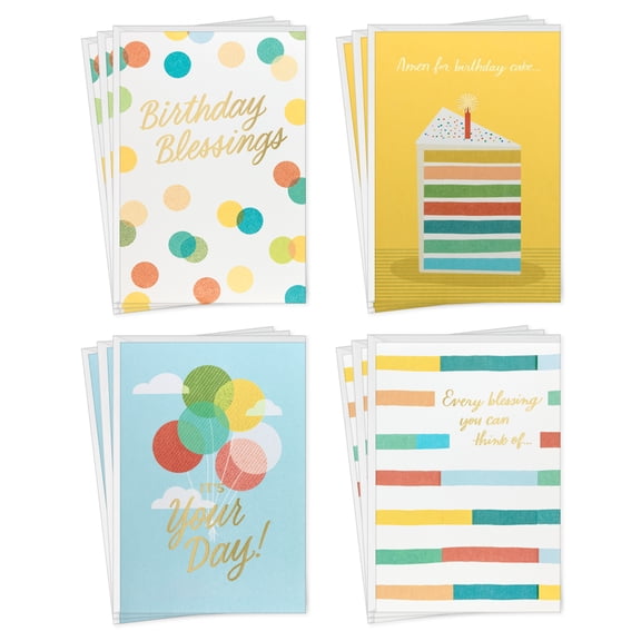 Hallmark Assorted Birthday Cards (Bright and Blessed), Pack of 12