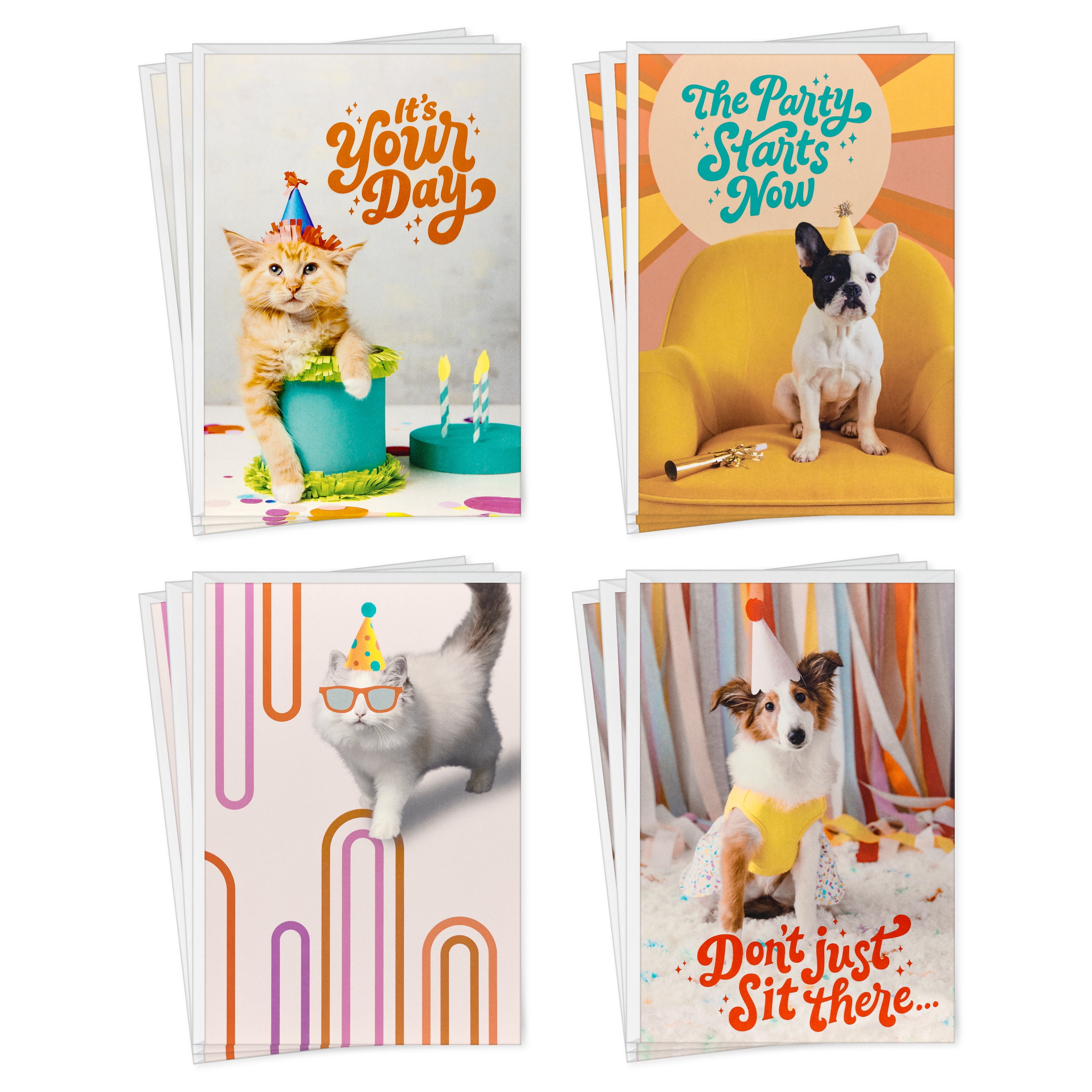 Hallmark Birthday Cards (Party Pets), 12 Count