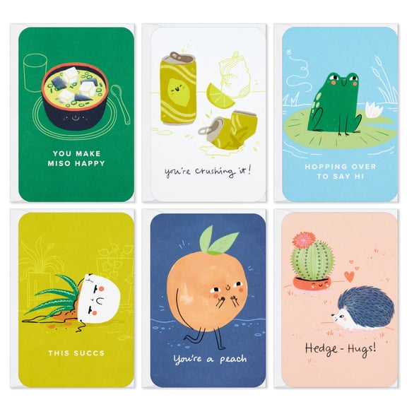 Hallmark Just Because Mini Assorted Multi-Occasion Cards (Uplifting Thoughts), Pack of 6
