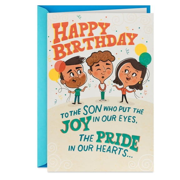 Hallmark Funny Birthday Card for Son (Pride in Our Hearts, Gray in Our Hair)
