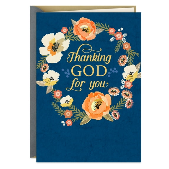 DaySpring Religious Clergy Appreciation Card (Thanking God for You Flower Wreath)