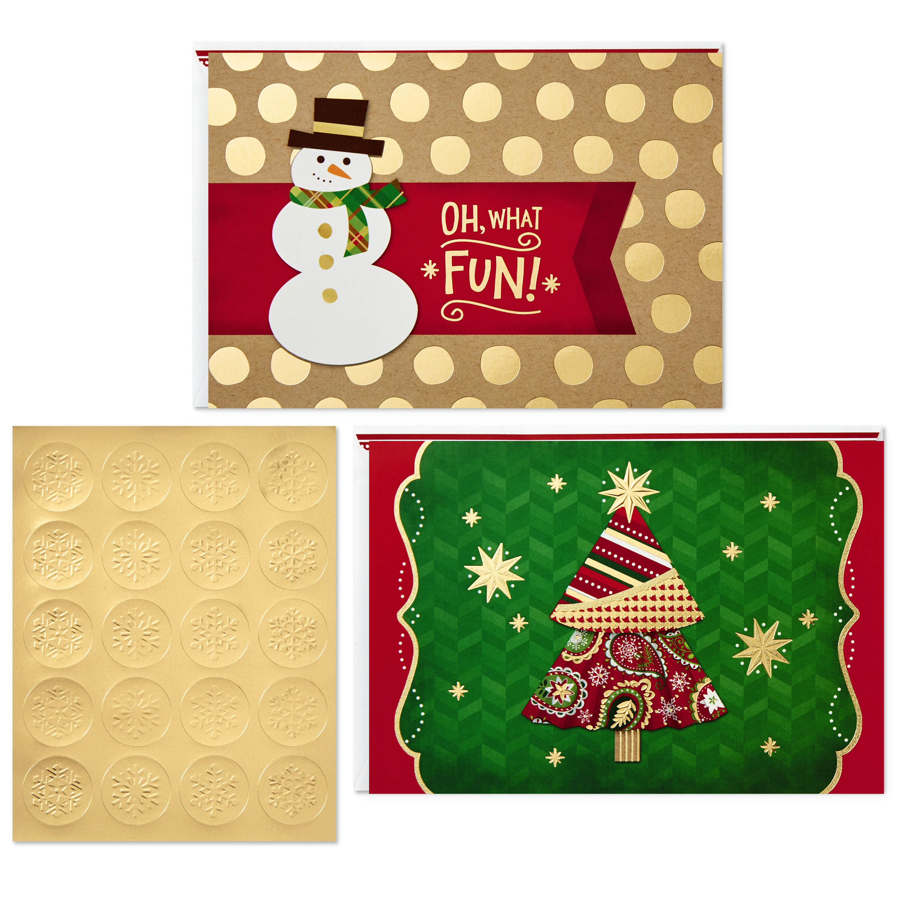 Hallmark Christmas Boxed Greeting Card Assortment, Snowman and Christmas Tree (40 Cards with Envelopes and Gold Seals) - image 1 of 7