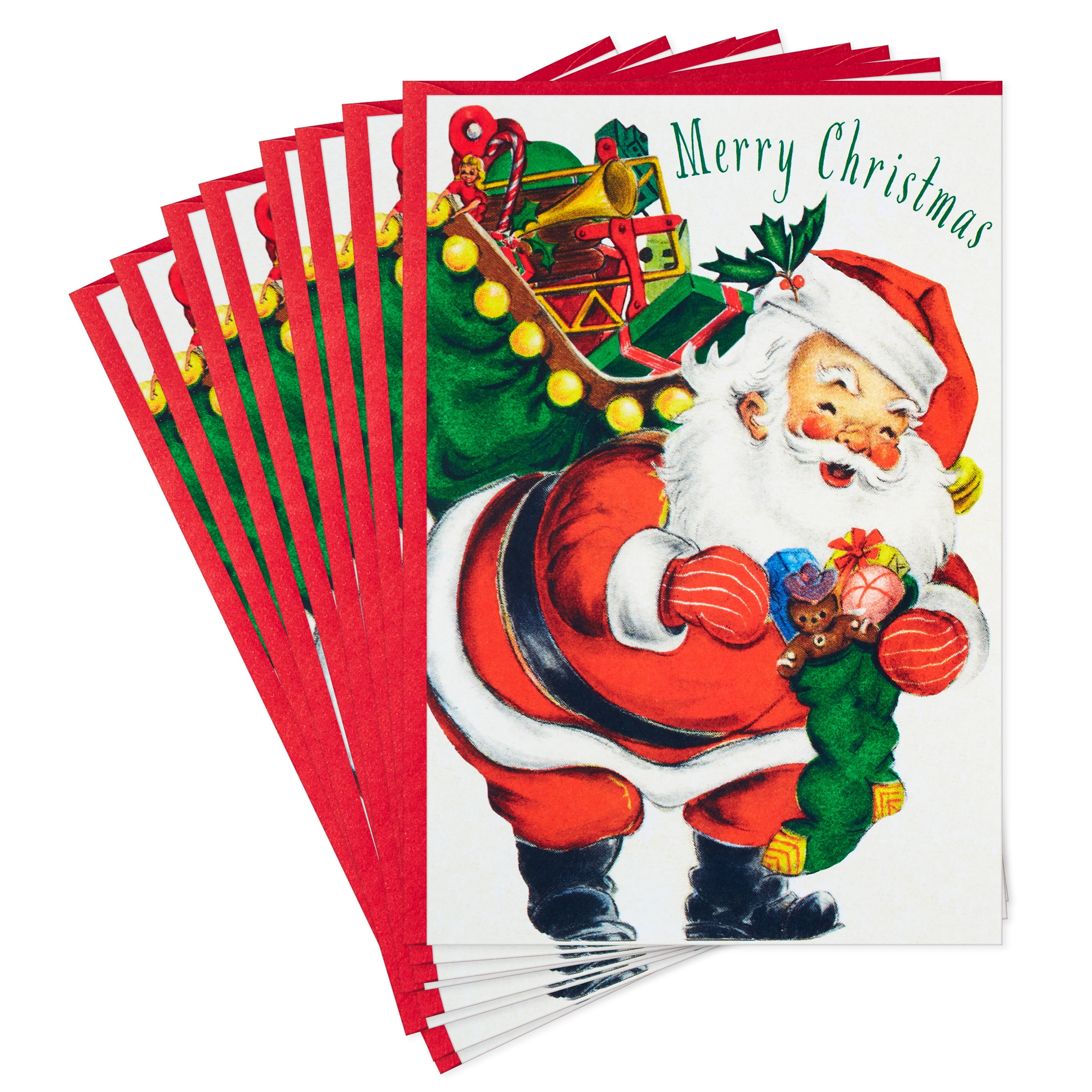 Hallmark Christmas Cards, Vintage Santa (6 Cards with Envelopes