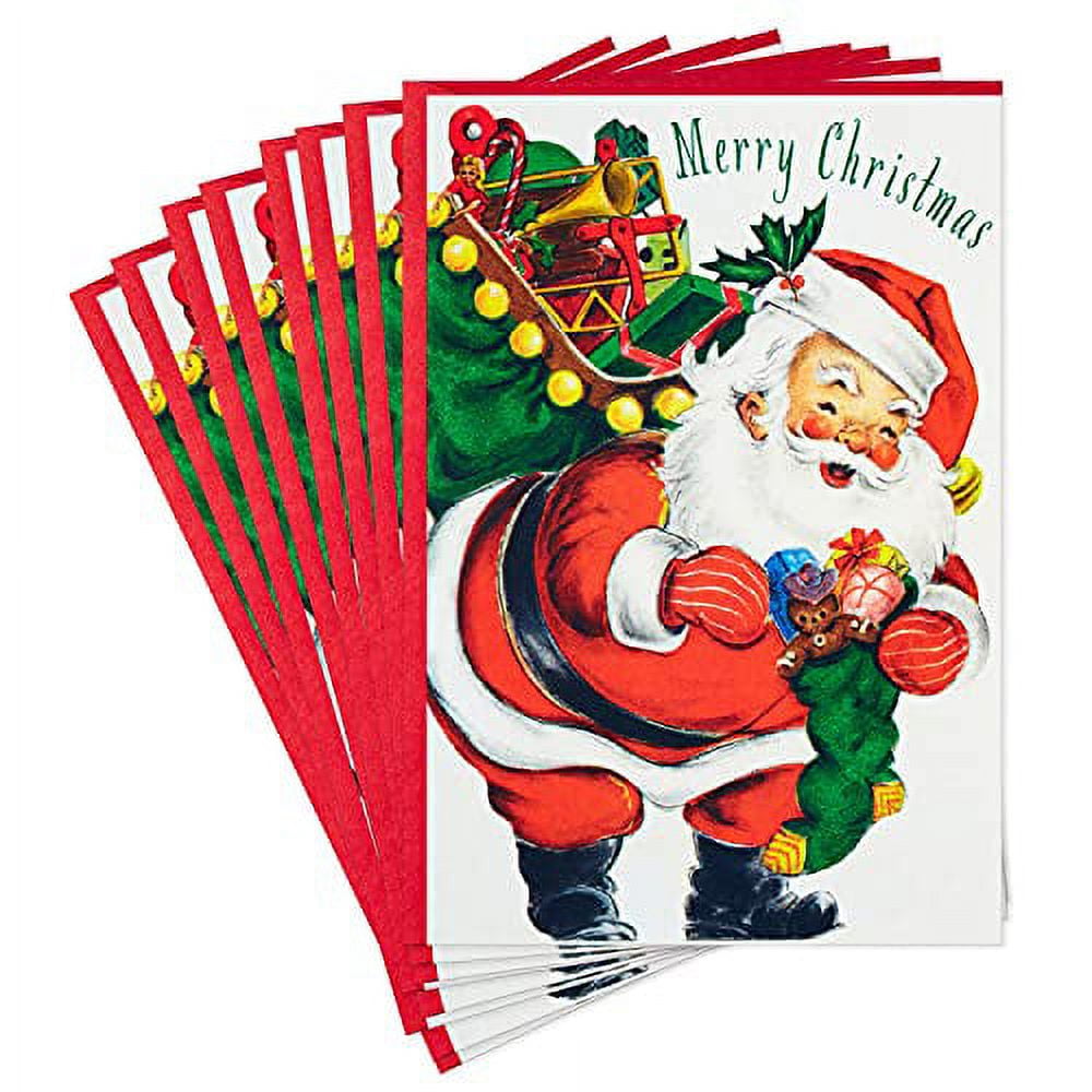 Hallmark Christmas Cards, Vintage Santa (8 Cards with Envelopes