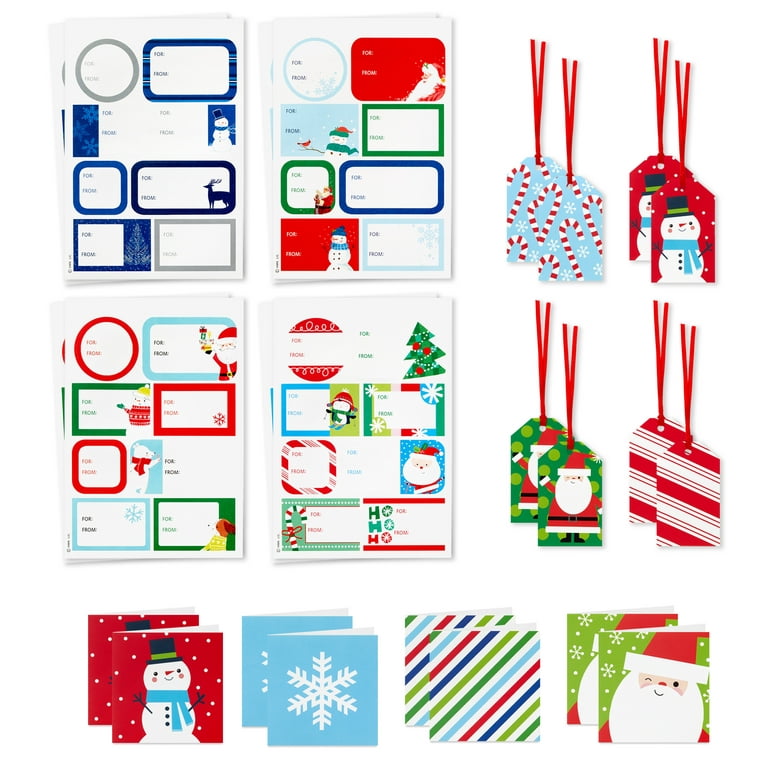 Hallmark Christmas Gift Tags with Ribbon, Sticker Seals, and Mini