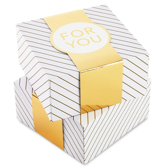 Hallmark Christmas Multi-color Paper Medium Gift Boxes, with Wrap Bands (2 Count) 8" x 8"