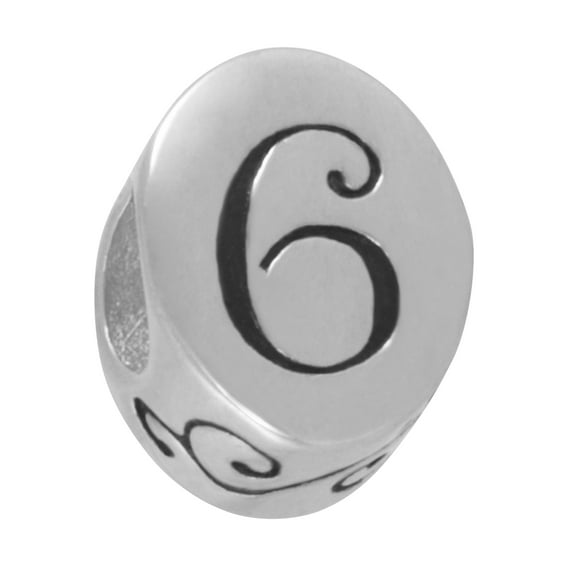 Hallmark Connections Women's Stainless Steel Bracelet Number 6 Charm Bead