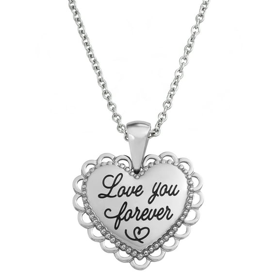 Hallmark Connections Women's Stainless Steel "I Love You Forever" Heart Pendant, 18"