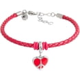thumbnail image 1 of Hallmark Connections Women's Red Enamel Heart Stainless Steel Braided Bracelet, 7" with Extender, 1 of 1