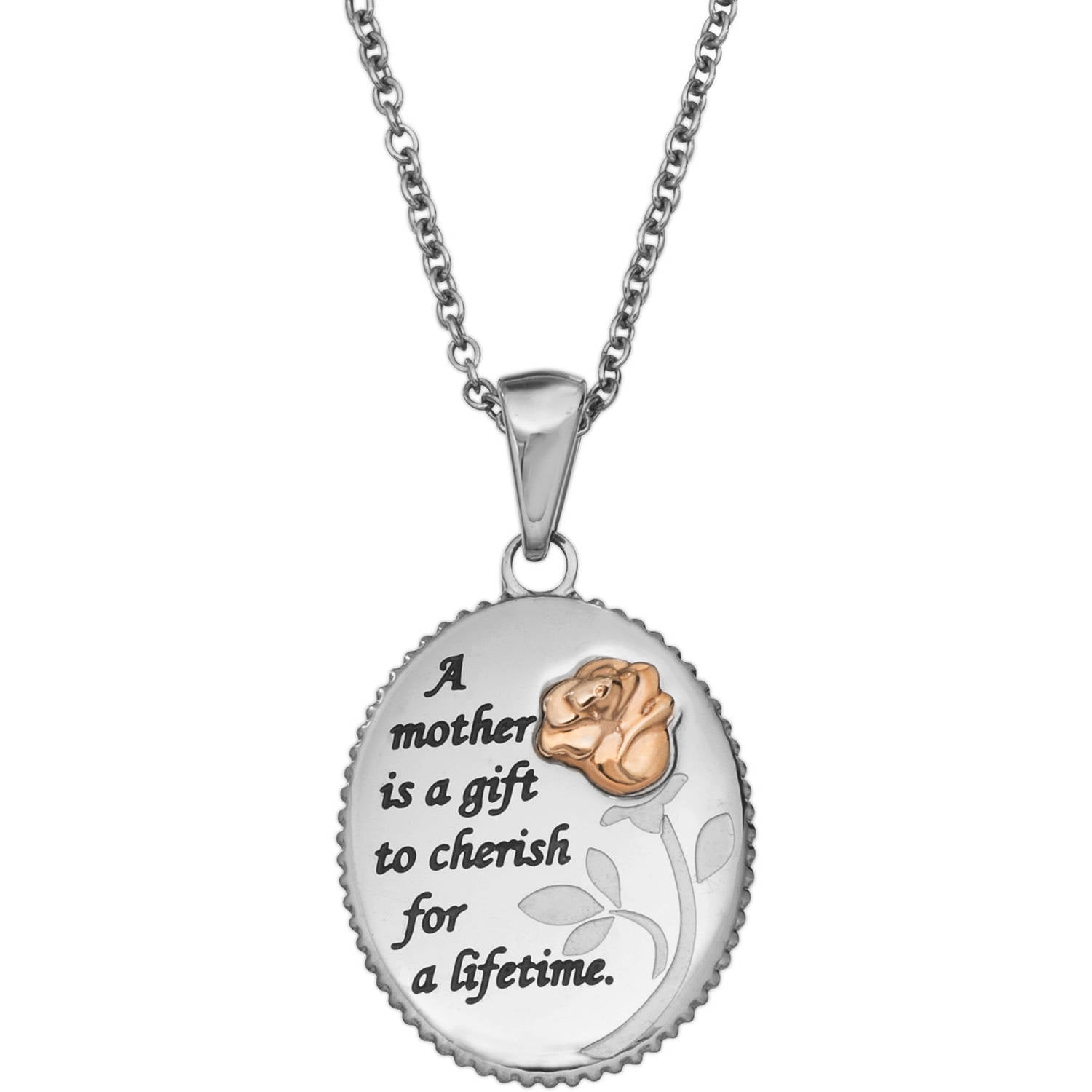 CONNECTIONS FROM HALLMARK Hallmark Connections Women's Stainless Steel Two Tone Oval Mother Pendant, "18 Chain