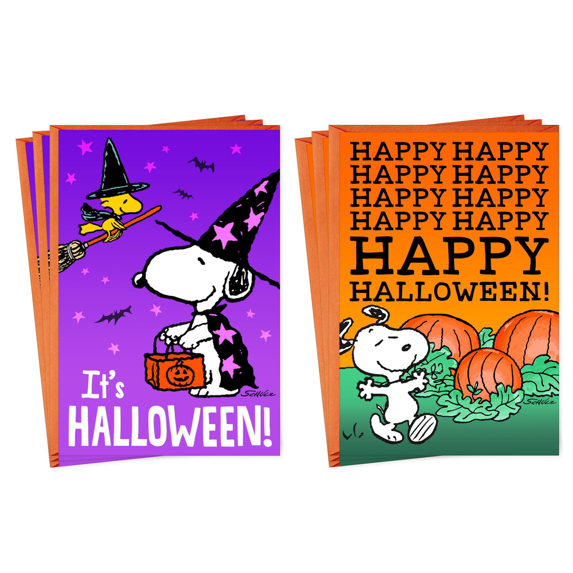 Hallmark Peanuts Halloween Cards (Witches and Pumpkins), pack of 6