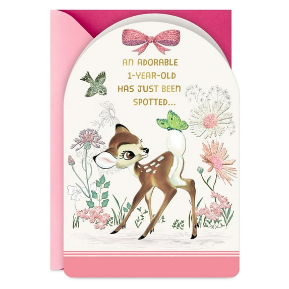 Hallmark Disney Bambi First Birthday Card for Girls (Wonder and Fun)