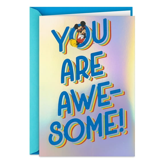 Hallmark Disney Mickey Mouse Birthday Card for Kids With Stickers (You're Awesome)
