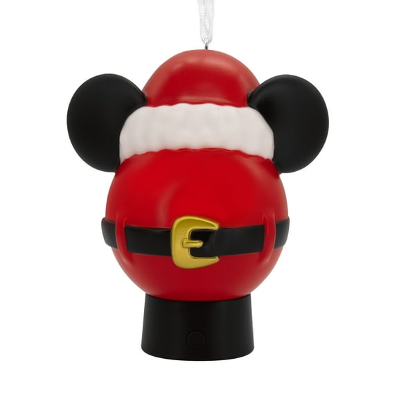 Hallmark Disney Mickey Mouse Icon with Santa Hat with Light Ornament, 0.16lbs