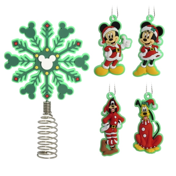 Hallmark Disney Mickey Mouse and Friends Mini Christmas Tree Topper and Ornaments, Set of 5