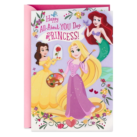 Hallmark Disney Princess Birthday Card with Door Hanger (Happy All About You Day)