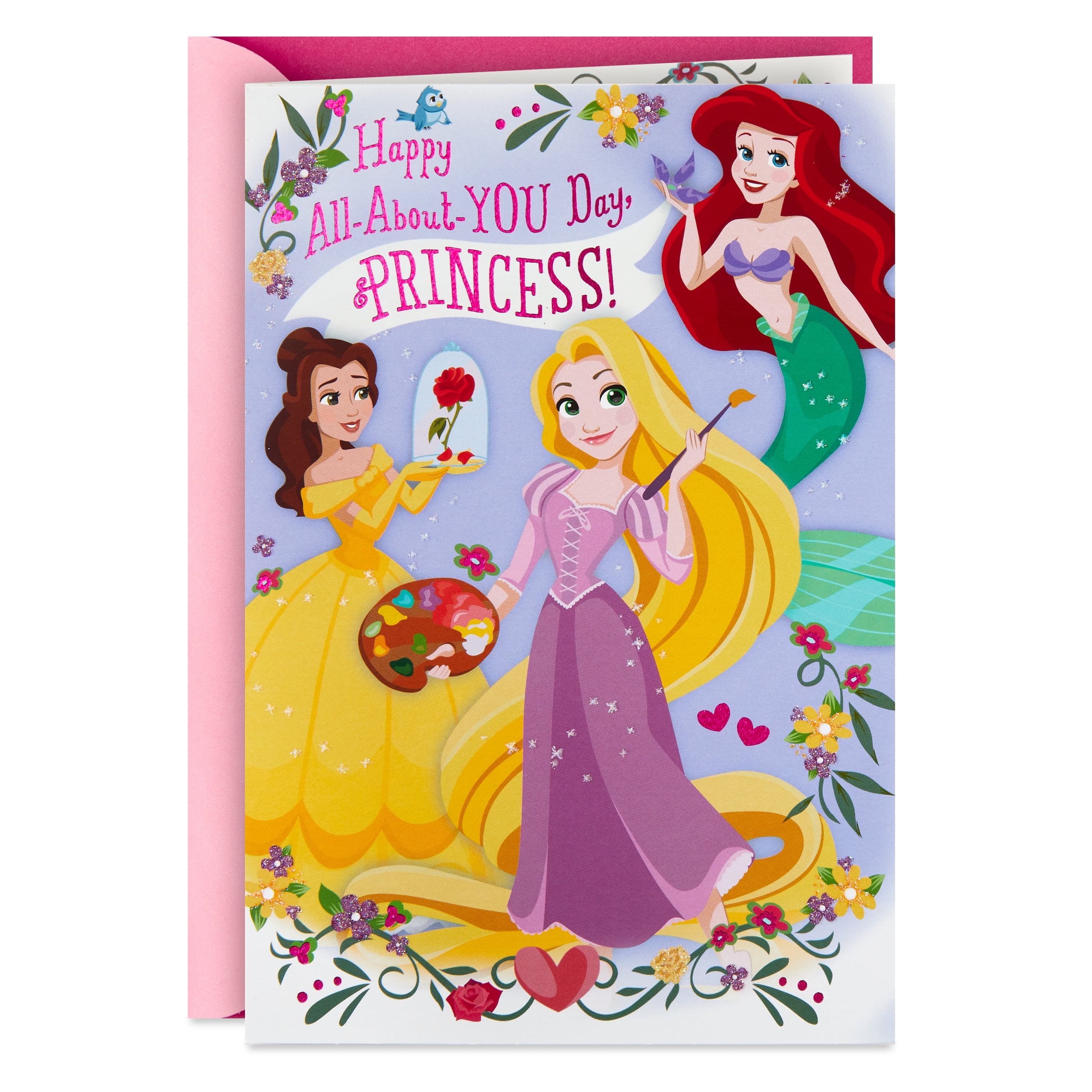 Hallmark Disney Princess Birthday Greeting Card with Door Hanger for Girl (All-About-You Day)