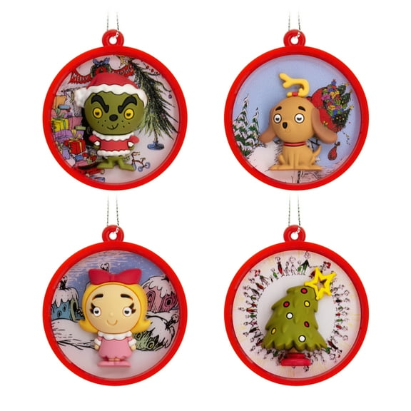 Hallmark Dr. Seuss's How the Grinch Stole Christmas! Scenes Mini Christmas Ornaments, Shatterproof, Set of 4