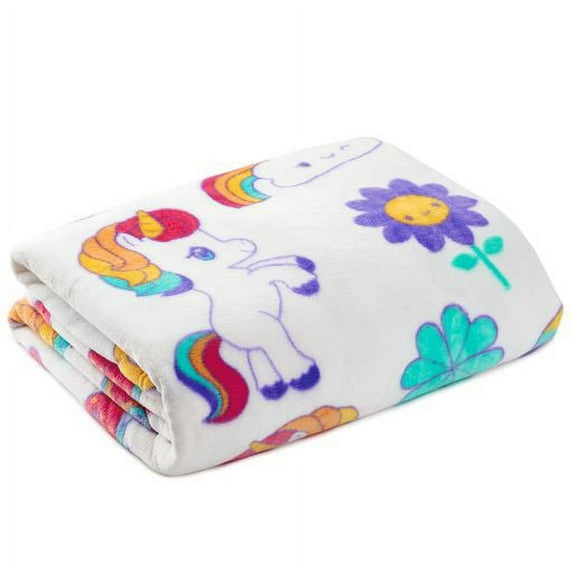 Hallmark Dream In Color Unicorn Super Soft Blanket in White, 50" x 60"