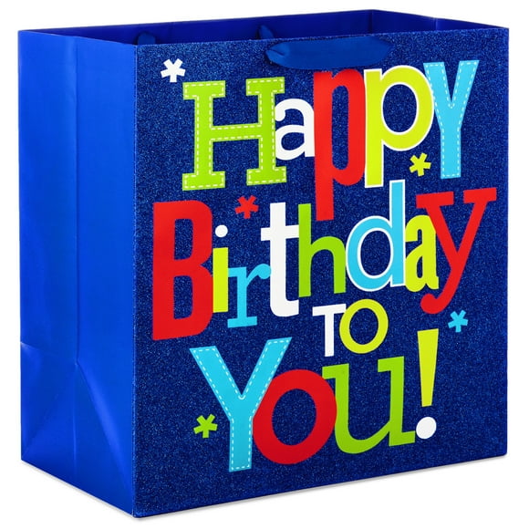 Hallmark Extra-Deep Birthday Gift Bag (Colorful Lettering on Blue)