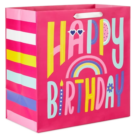 Hallmark Extra-Deep Birthday Gift Bag (Colorful Wishes on Pink)
