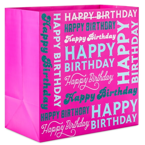 Hallmark Extra-Deep Birthday Gift Bag (Lettering on Pink)