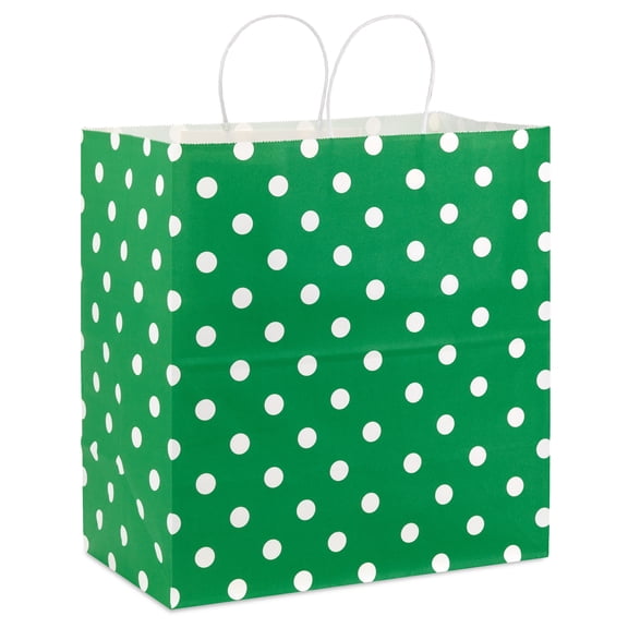 Hallmark Extra-Deep Gift Bag (Kelly Green With White Polka Dots)