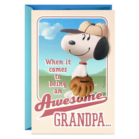 Hallmark Father's Day Card for Grandpa From Kids (Peanuts Snoopy Pop Up Baseball)