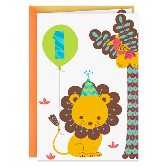 Hallmark First Birthday Card for Boys (Cutest Cub in the Jungle)