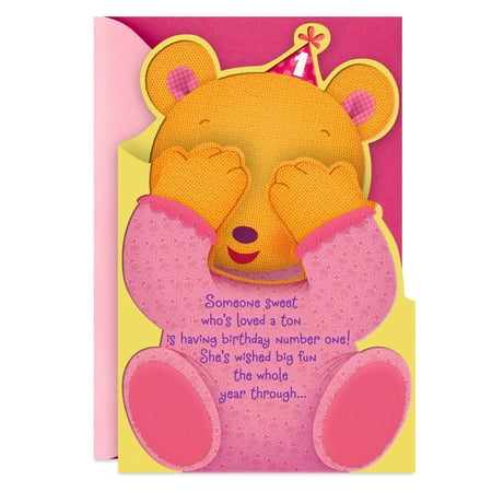 Hallmark First Birthday Card for Kid (Peek-a-boo Bear)
