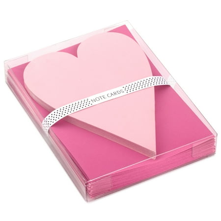 Hallmark Flat Blank All Occasion Note Cards, Pink Heart, 24 Ct.