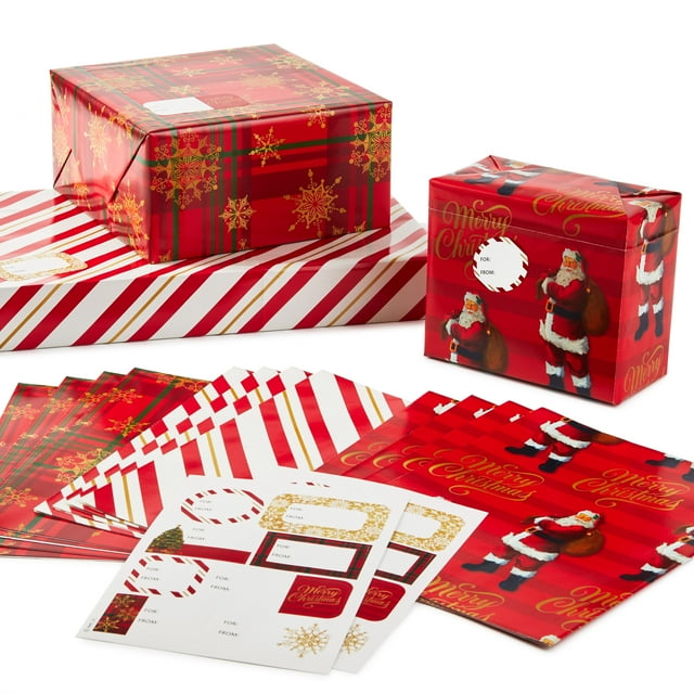 Hallmark Flat Christmas Wrapping Paper Sheets with Cutlines on Reverse